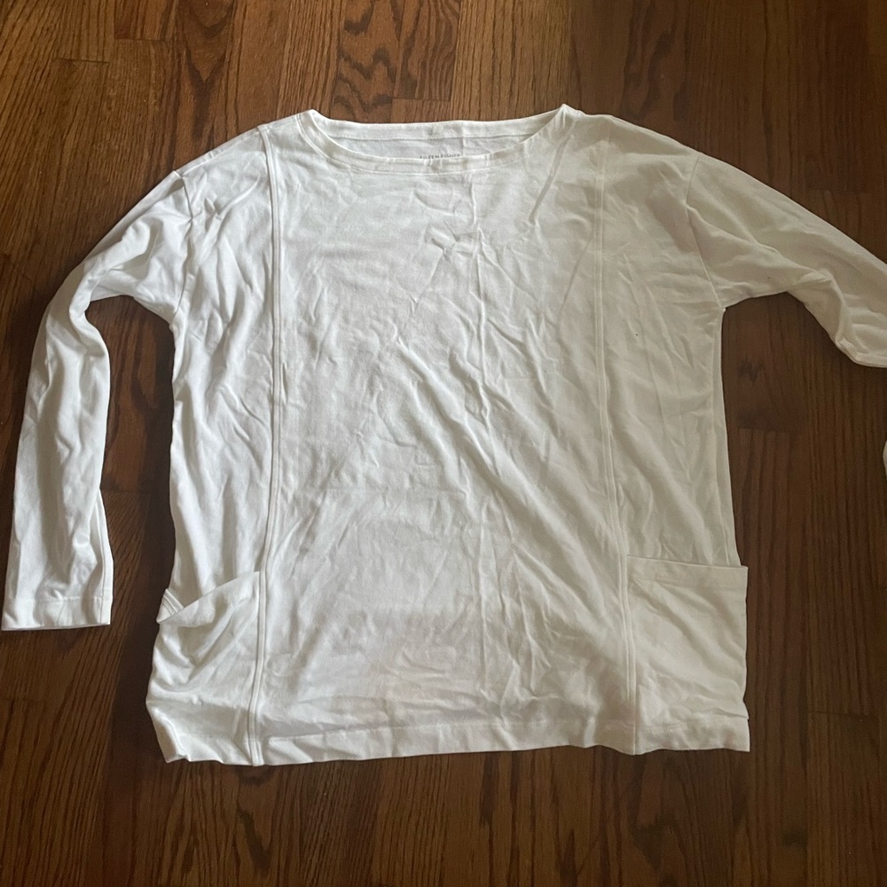 Eileen fisher white cotton spandex top PS